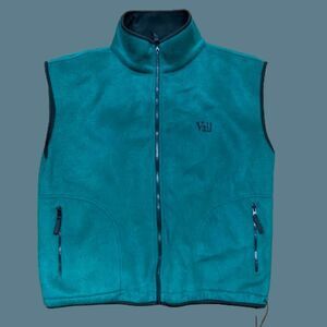 WFS Element Gear Outdoors Vintage Fleece Full Zip Forest Green Vest Mens Size XL